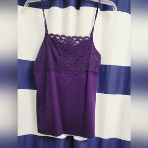 Rich Purple Lace Tank Top with Adjustable Straps | Size Small
